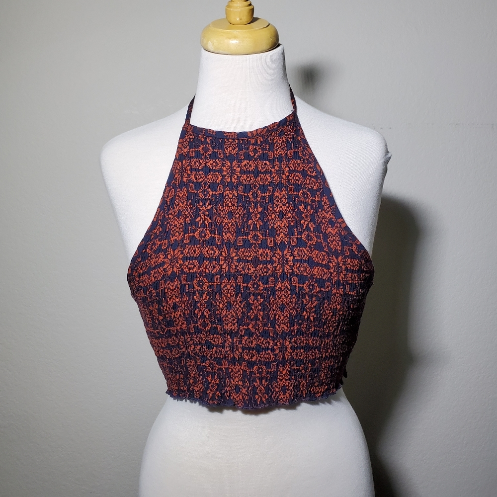 ♡Full Tilt Cropped Smocked Halter Top